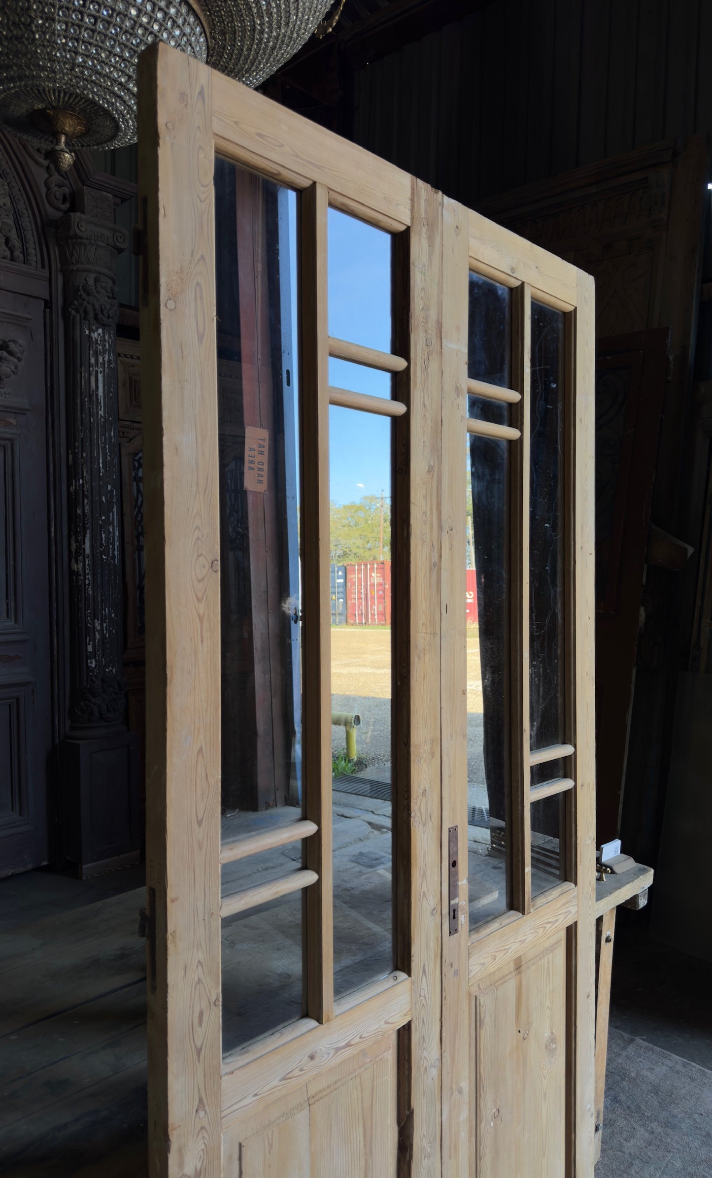 Antique Art Nouveau Glass French Doors - 44x87.25 - L486