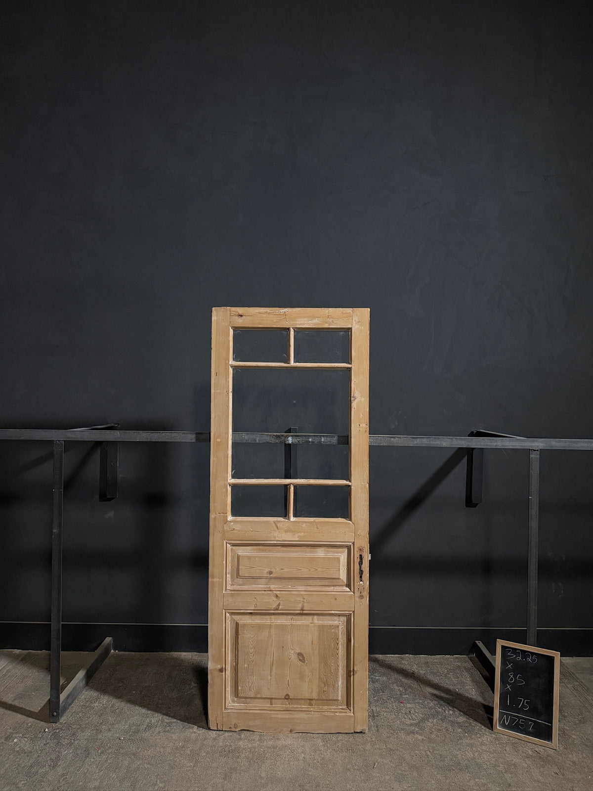 Antique Raised Panel Glass Pantry Door - 32.25x85 - N757