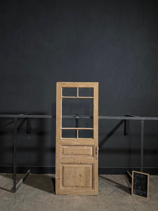 Antique Raised Panel Glass Pantry Door - 32.25x85 - N757