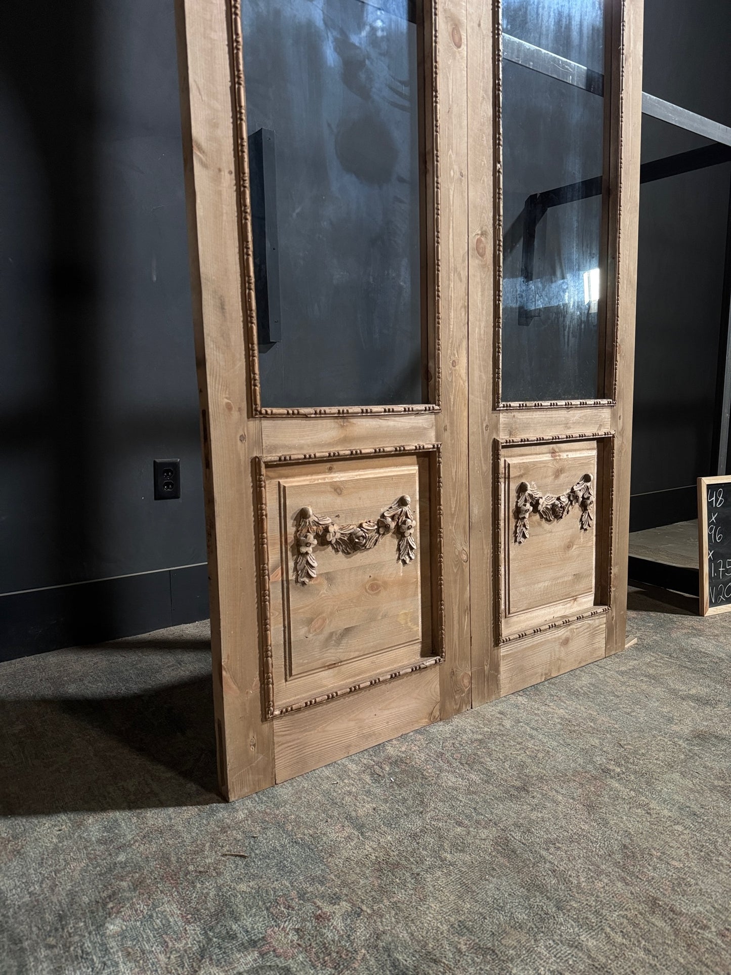 (Valencia) Handcrafted Arched Open Glass French Doors - 48x96 - N201