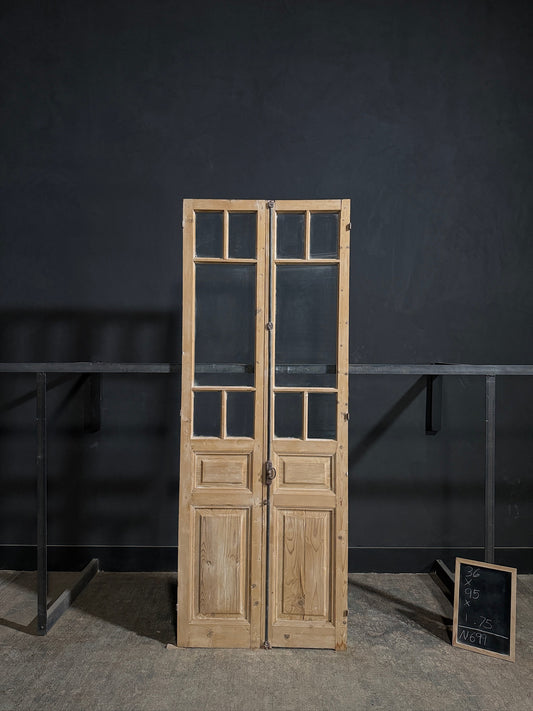 Antique Glass 5 Lite French Doors - 36x95 - N699