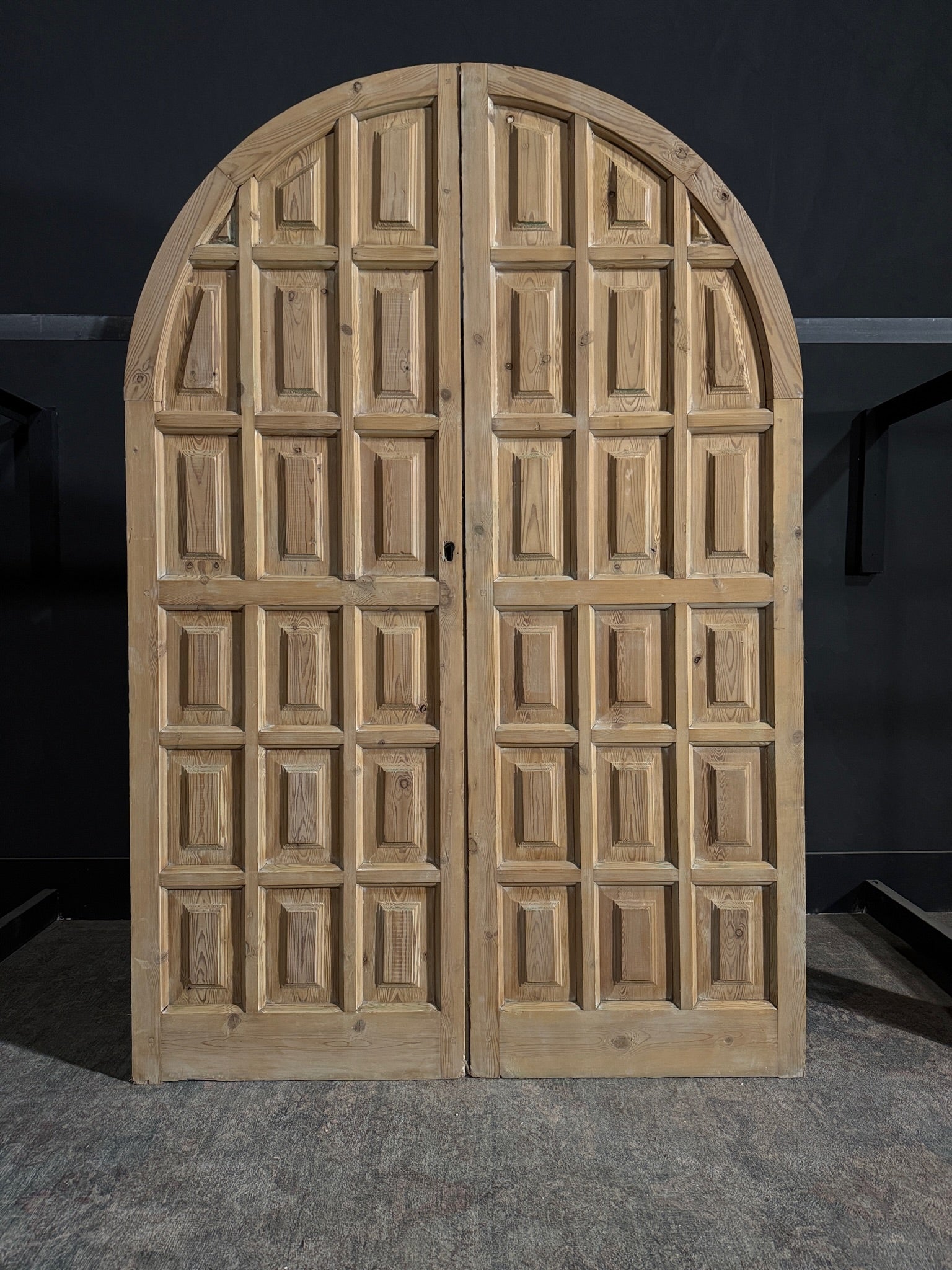 Antique Arched Solid Double Doors - 52.5x79 - N147