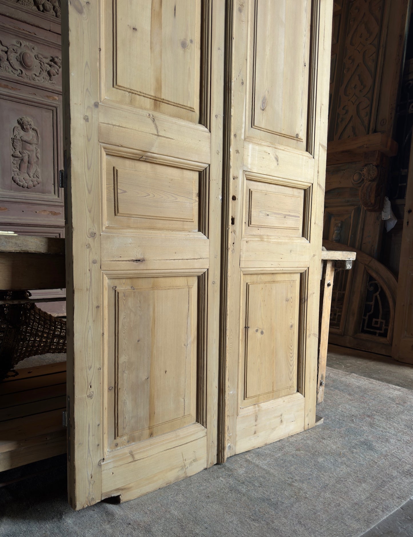 3 Panel Solid Antique French Doors - 43.75x 100.5 K37