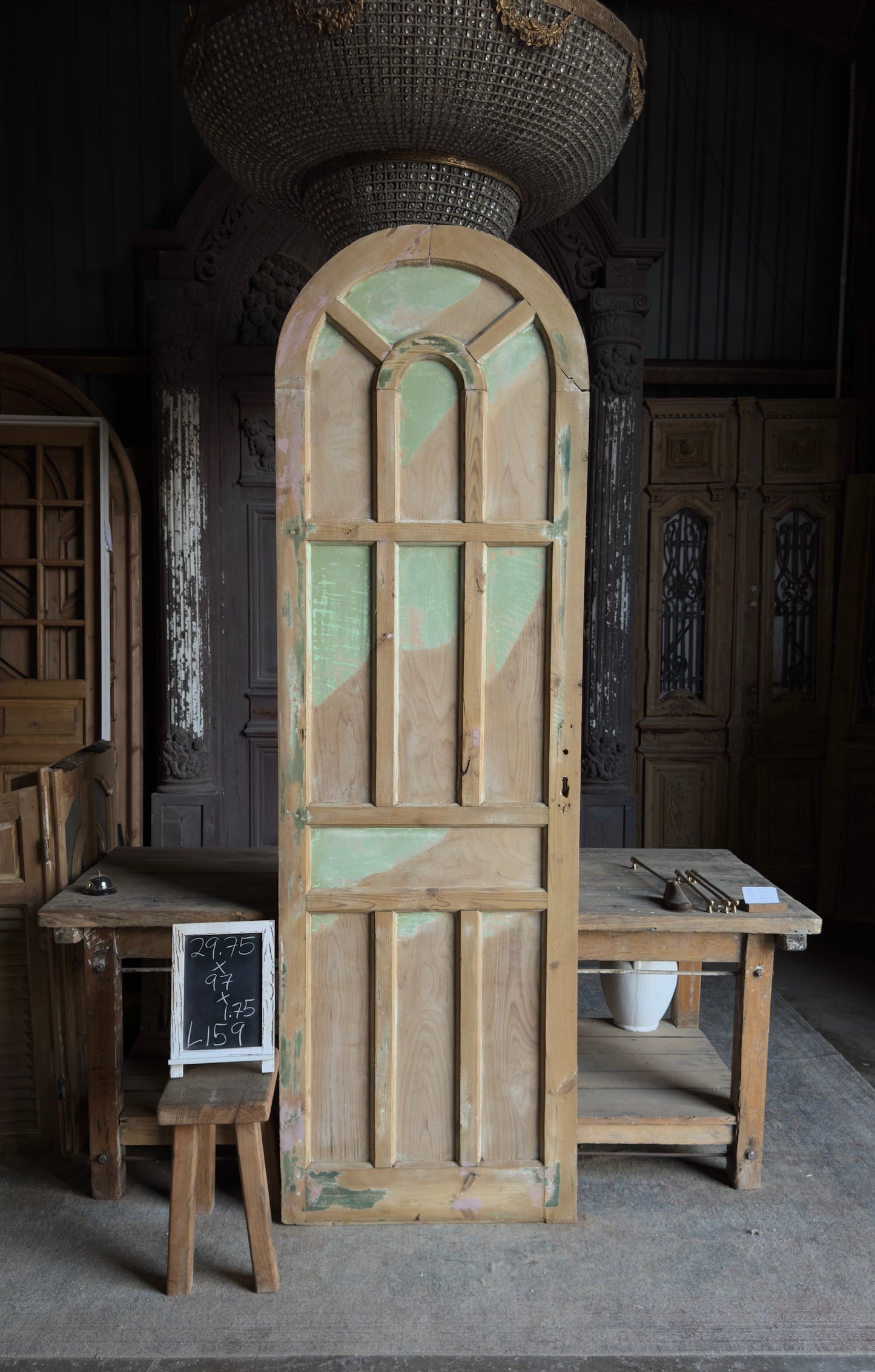 Arched Panel Antique Solid Single Door - 29.75x97 - L159