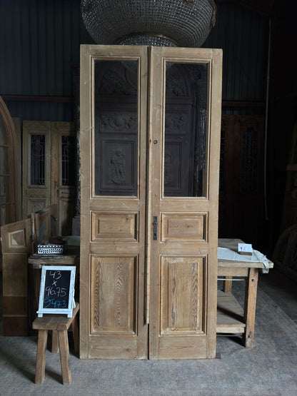 3 Panel Antique Glass French Doors - 43x96.75 J473
