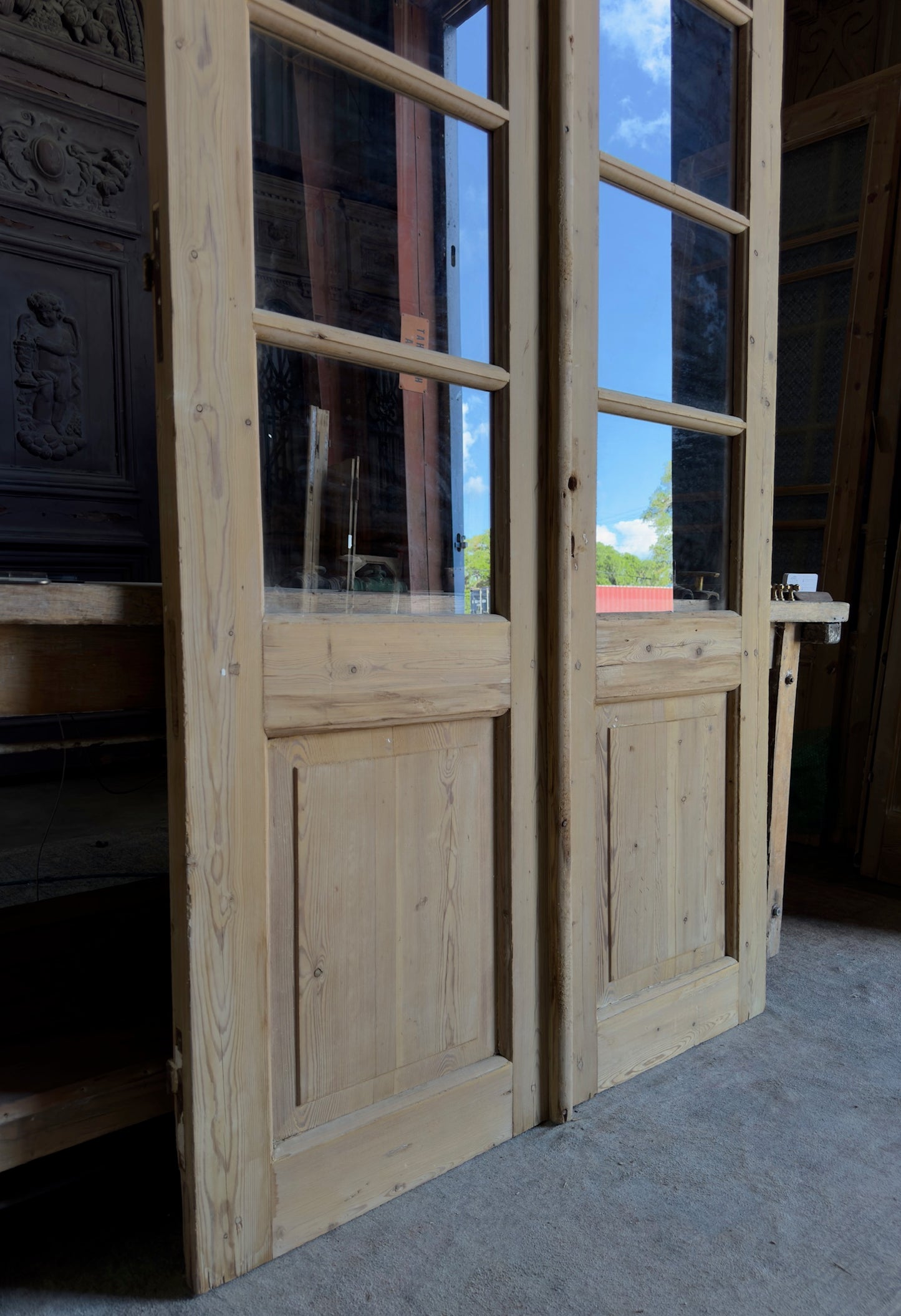 Antique Glass 4 Lite French Doors - 45.5x87 - L701