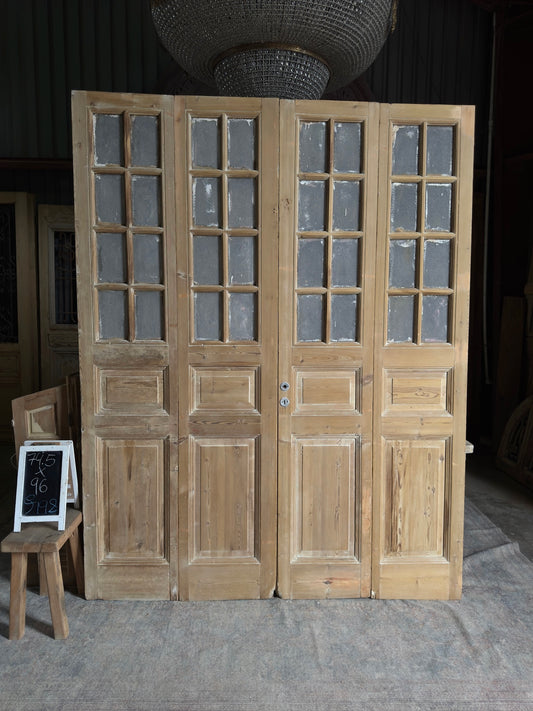 Antique Bi-Fold French Glass Doors - 74.5x96 J198
