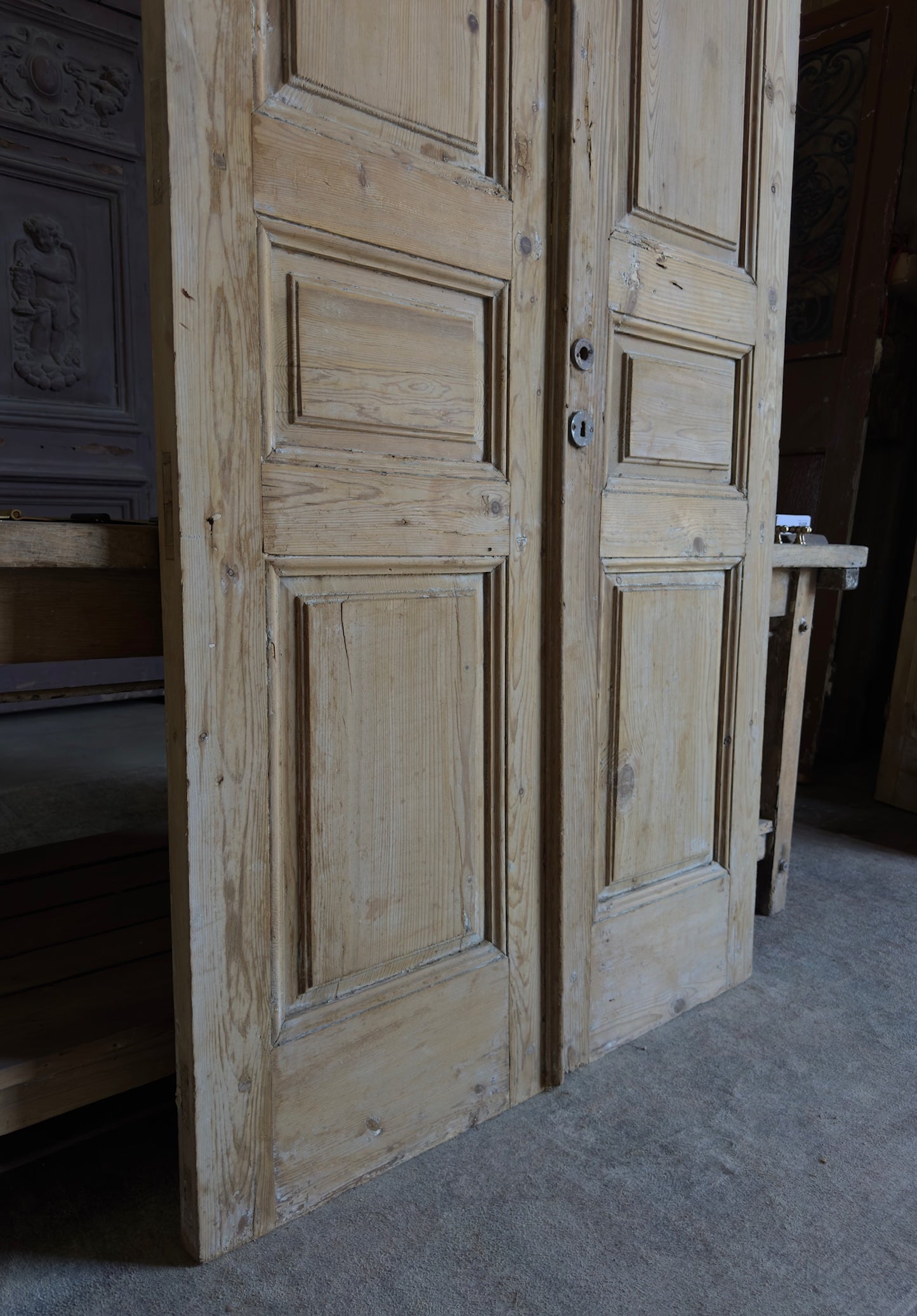 3 Panel Antique Solid French Doors - 43x94.5 - L334