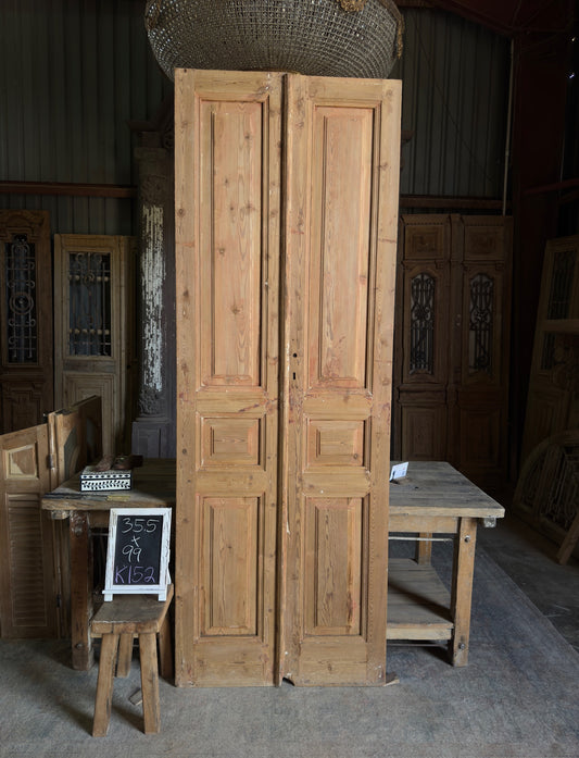 3 Panel Antique Solid French Doors - 35.5x99 K152