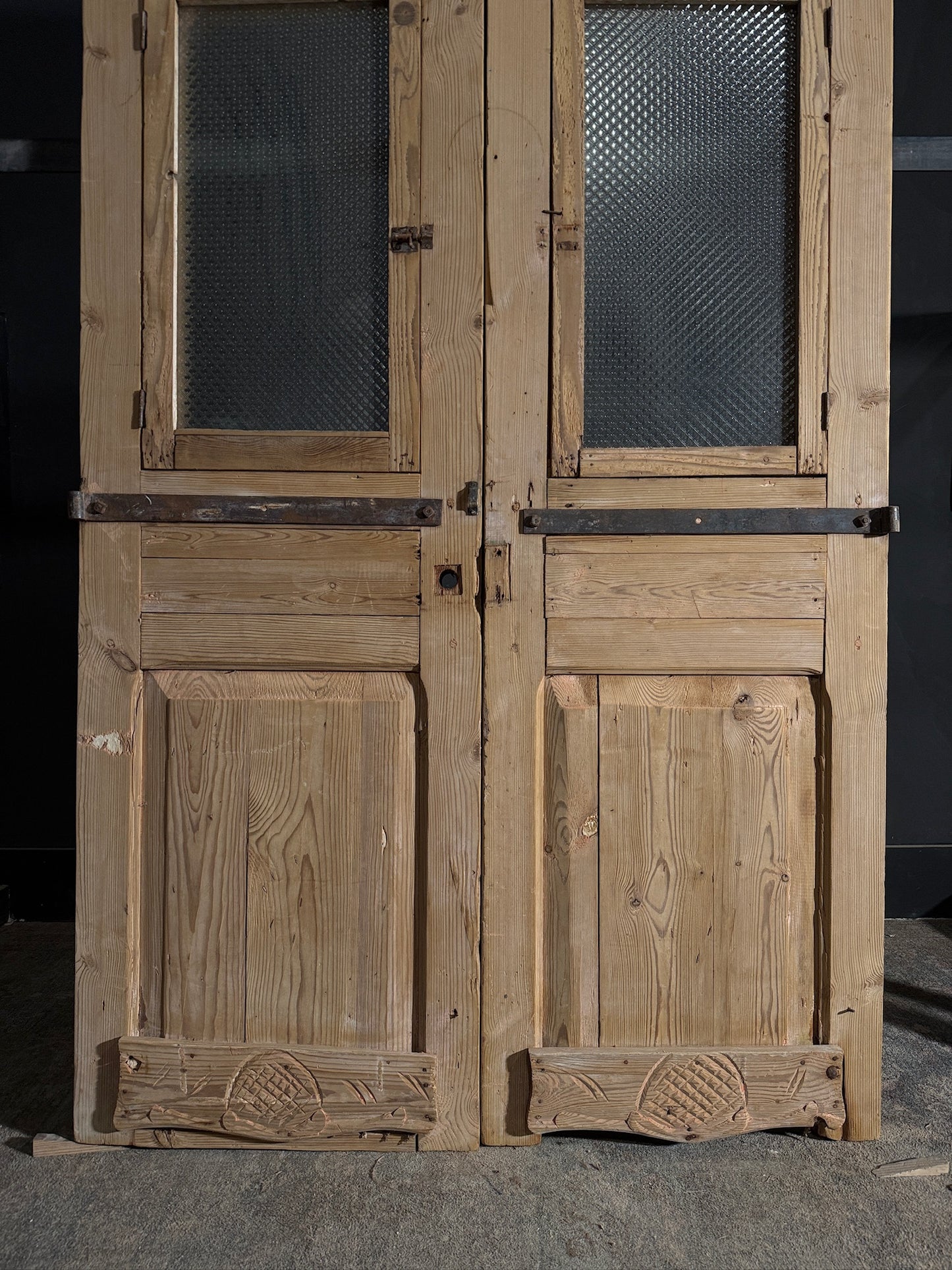Antique Carved 1 Lite French Doors - 47x80.25 - N601
