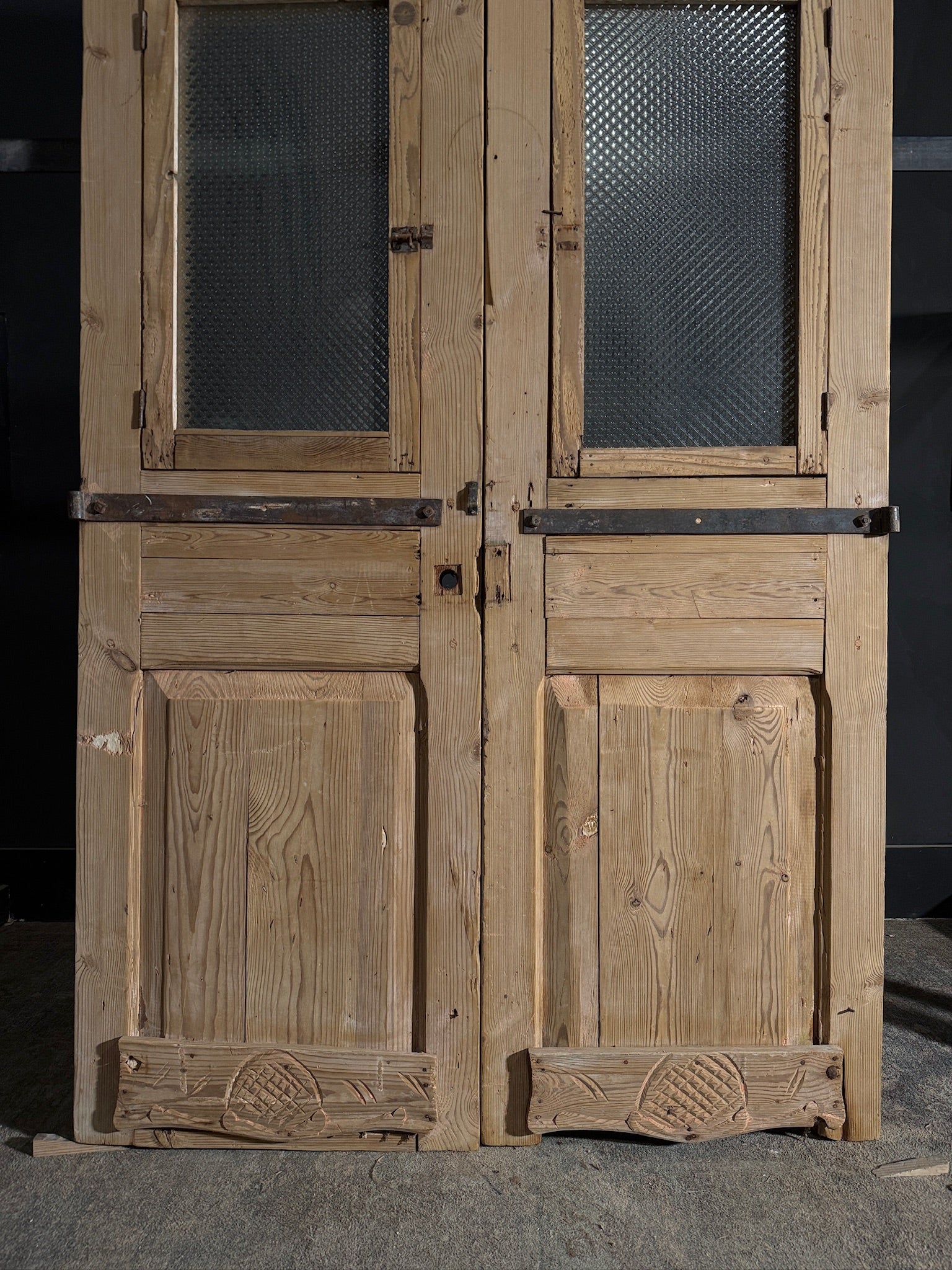 Antique Carved 1 Lite French Doors - 47x80.25 - N601