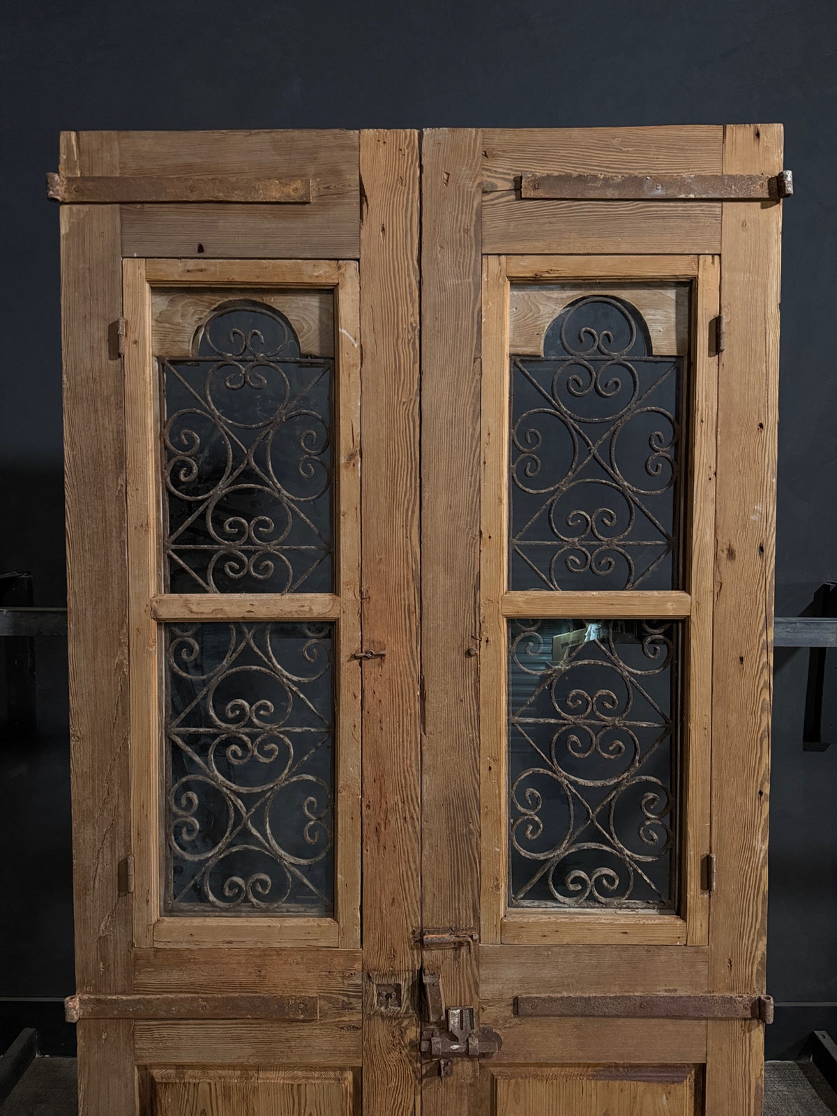 Antique Carved Iron French Doors - 51x95 - N695