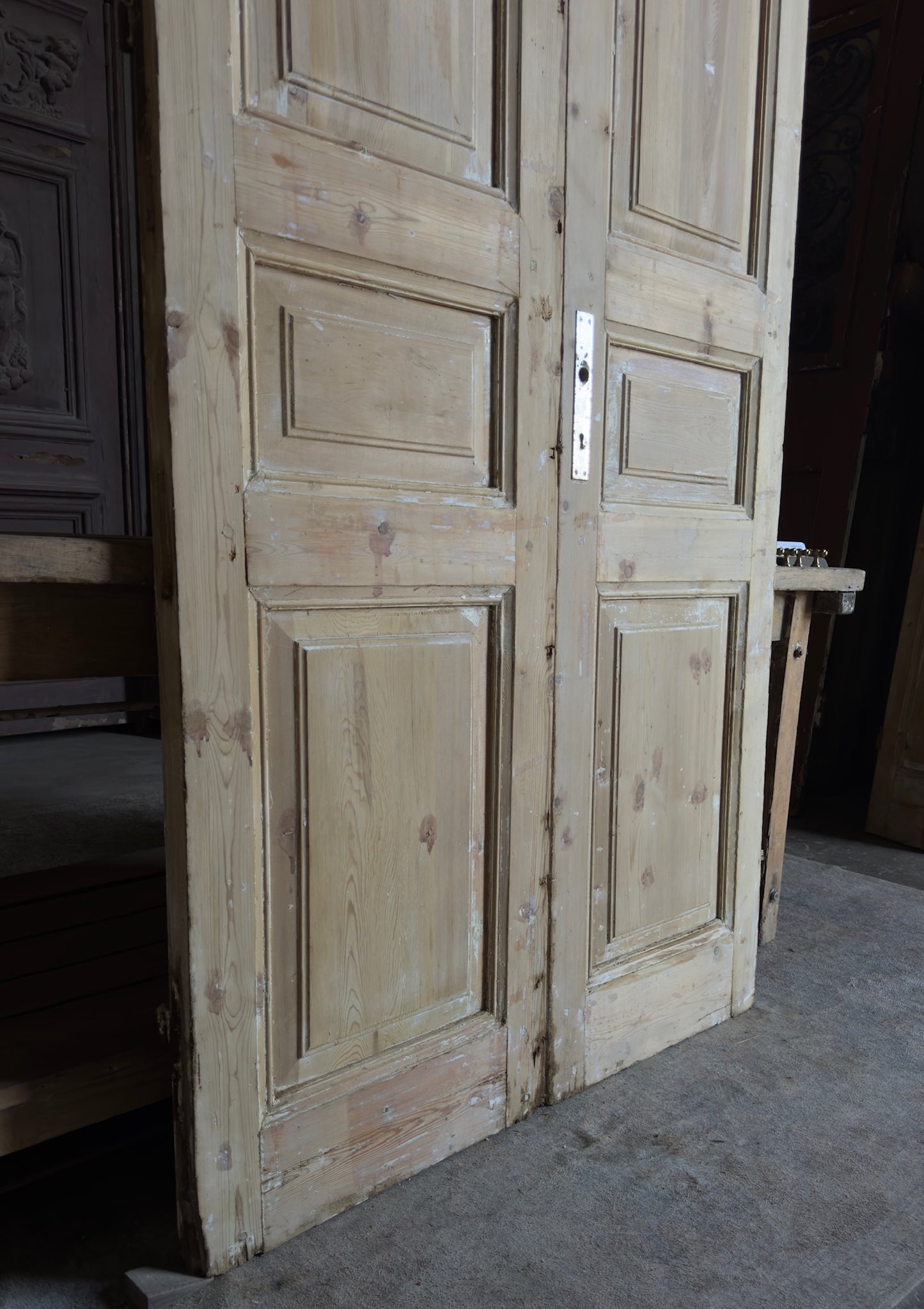 3 Panel Antique Solid French Doors - 43x95 - L380
