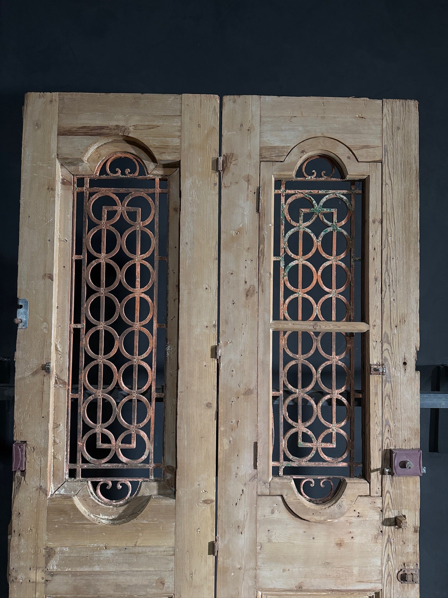 Antique Carved Iron French Doors - 53.5x100 - N589