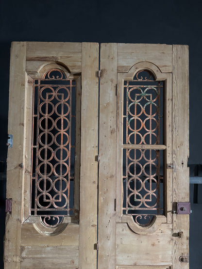 Antique Carved Iron French Doors - 53.5x100 - N589