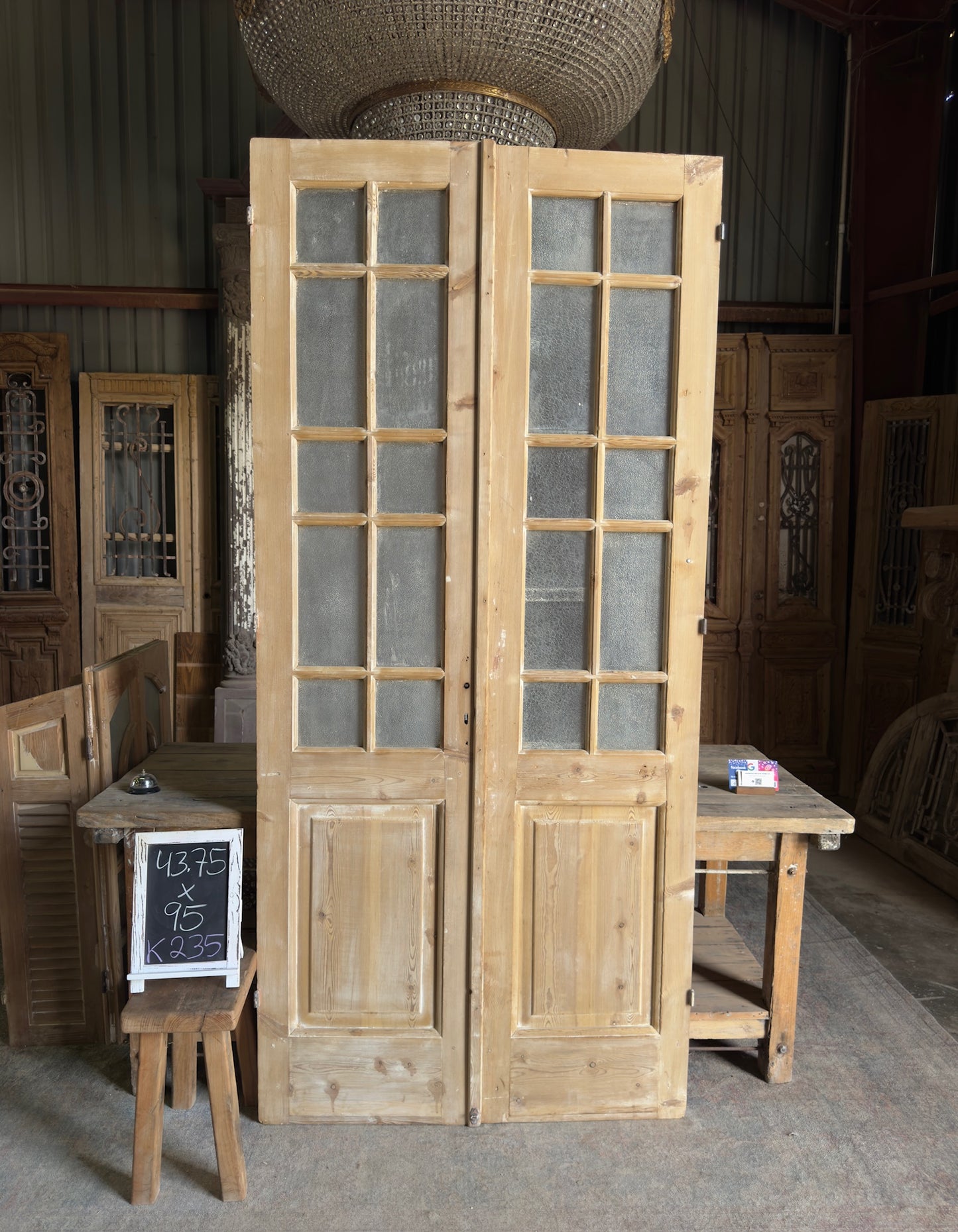 20 Lite Antique Glass French Doors - 43.75x95 K235