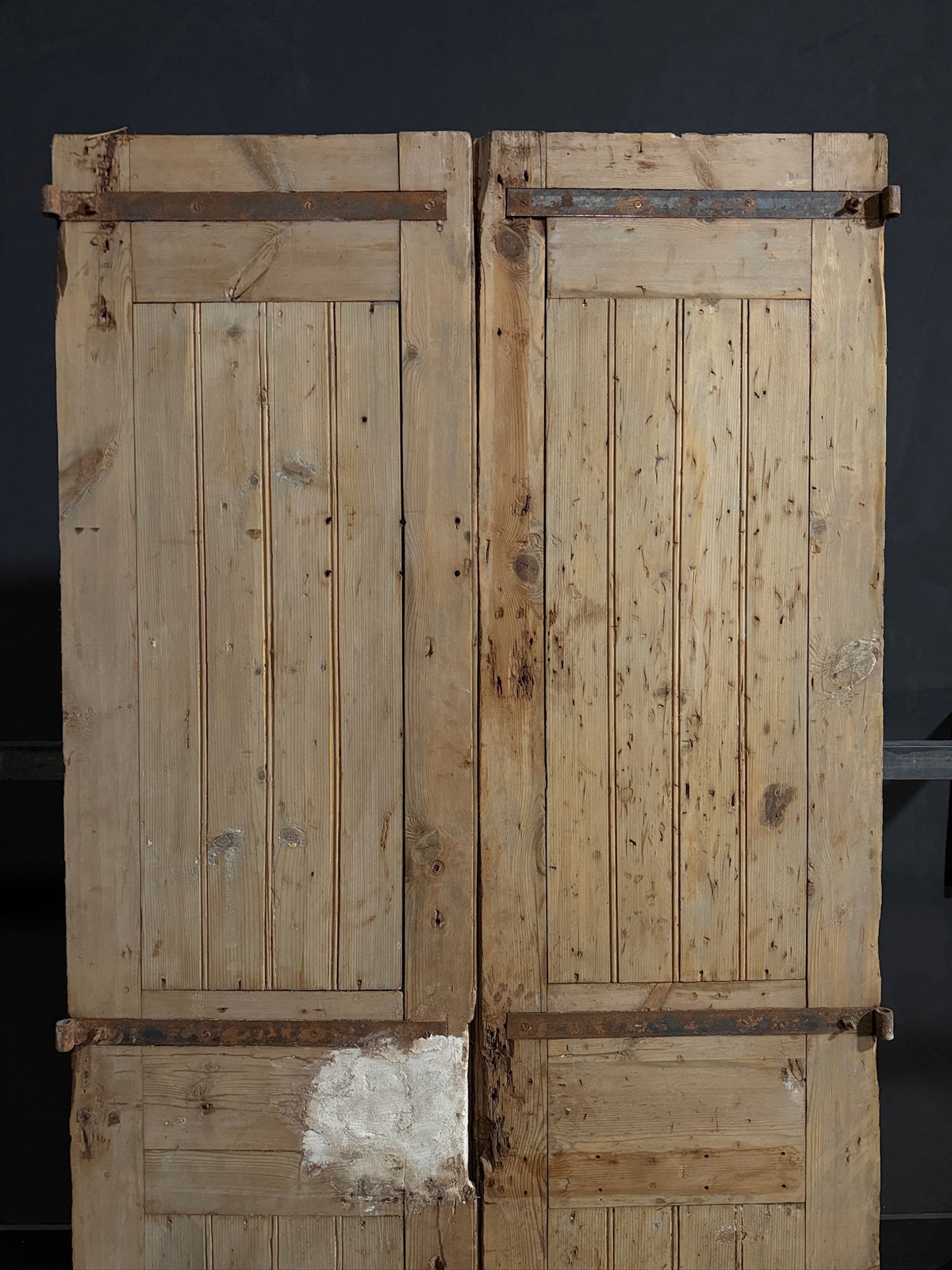 Antique Carved 3 Panel Double Doors - 45x93 - N703