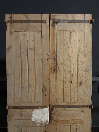 Antique Carved 3 Panel Double Doors - 45x93 - N703