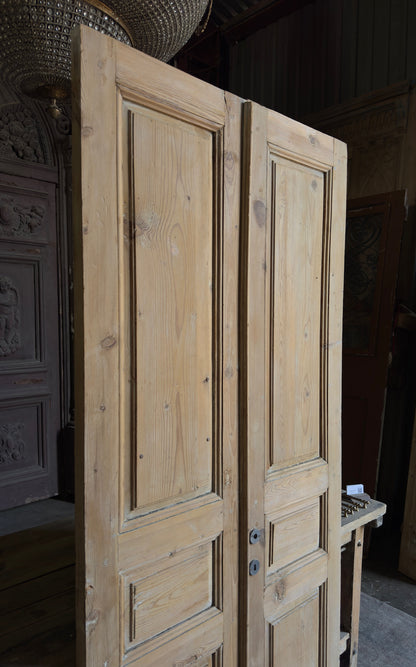 3 Panel Antique Solid French Doors - 42.75x90 - L385