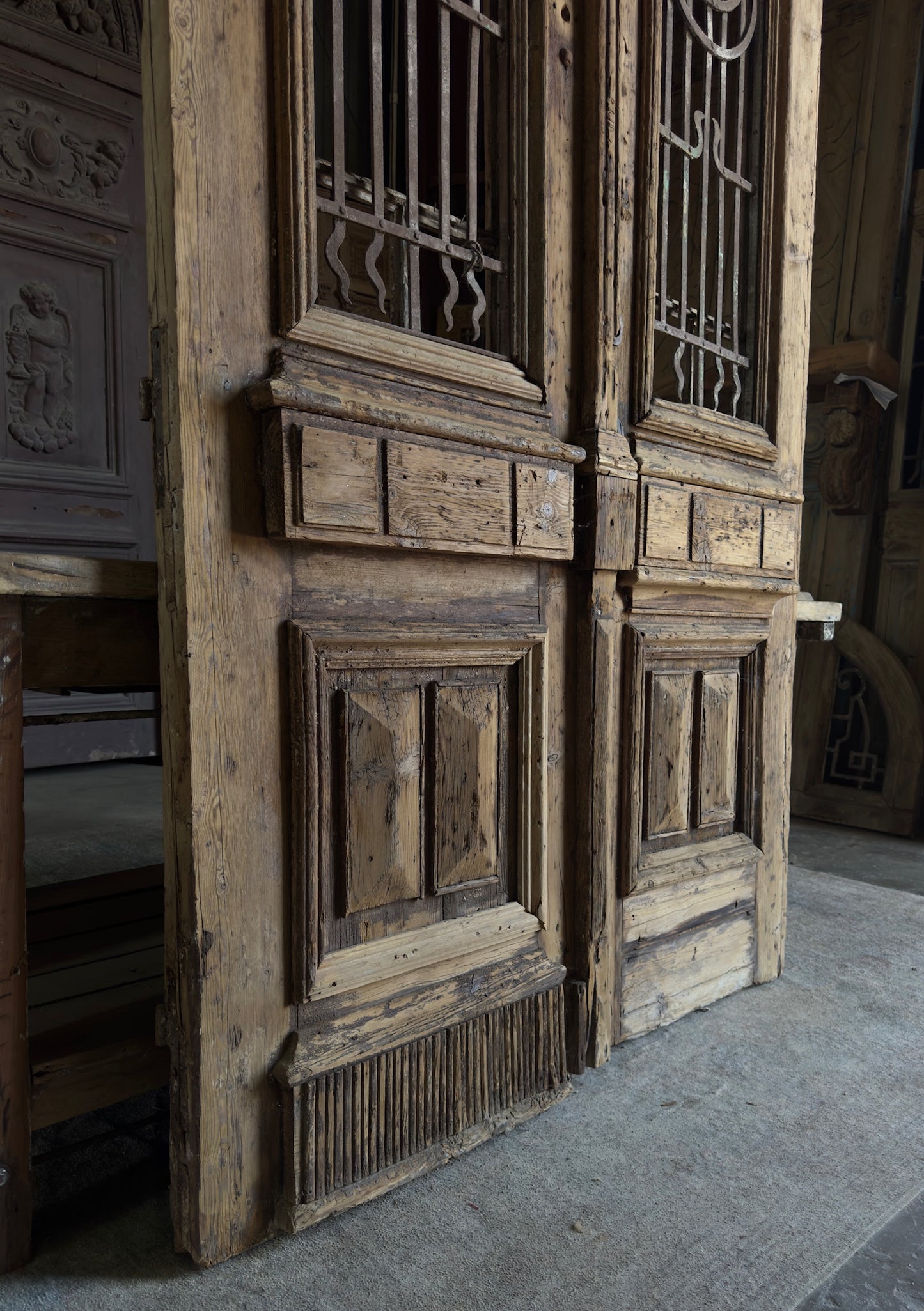 Massive Antique Iron Entry Doors - 54.25x101.5 K439