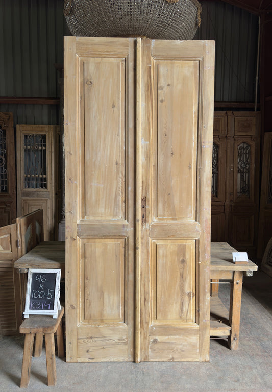 2 Panel Antique Solid French Doors - 46x100.5 K314