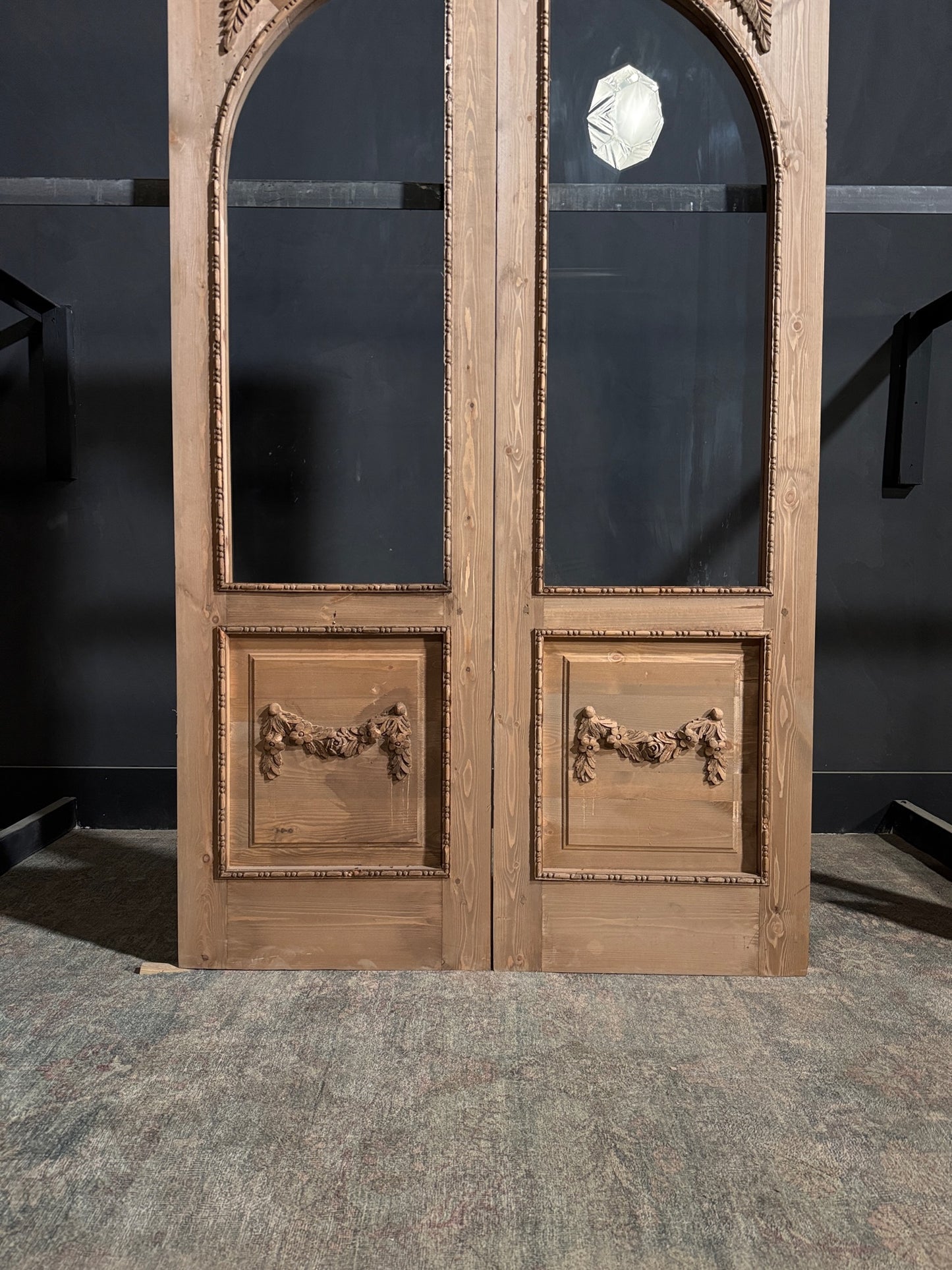 (Valencia) Handcrafted Arched Open Glass French Doors - 48x80 - N193