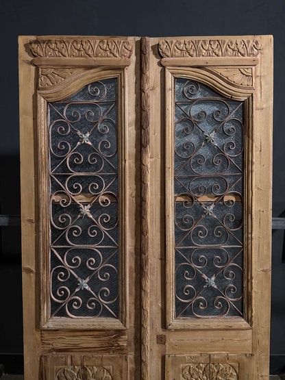 Antique Carved Iron French Doors - 48.5x94.5 - N686