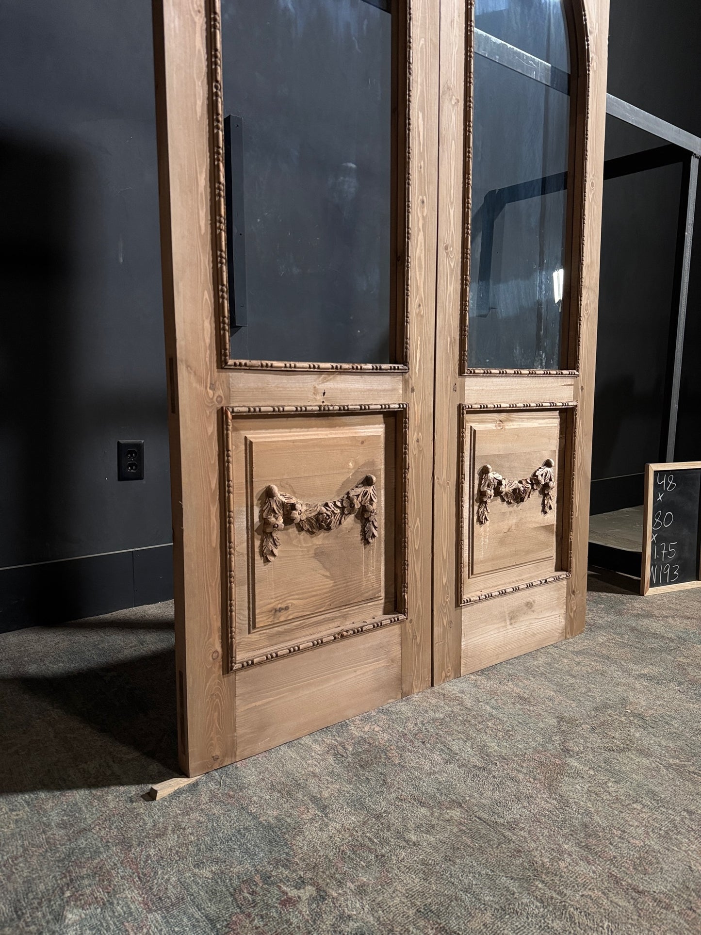 (Valencia) Handcrafted Arched Open Glass French Doors - 48x80 - N193