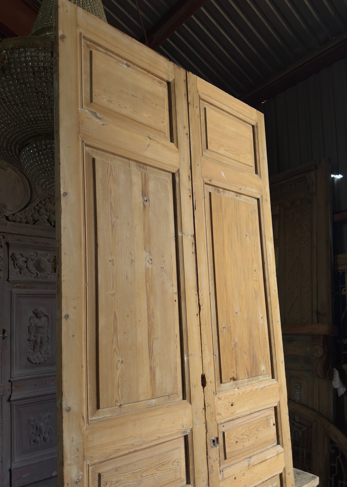4 Panel Antique Solid French Doors - 51.5x117 K46