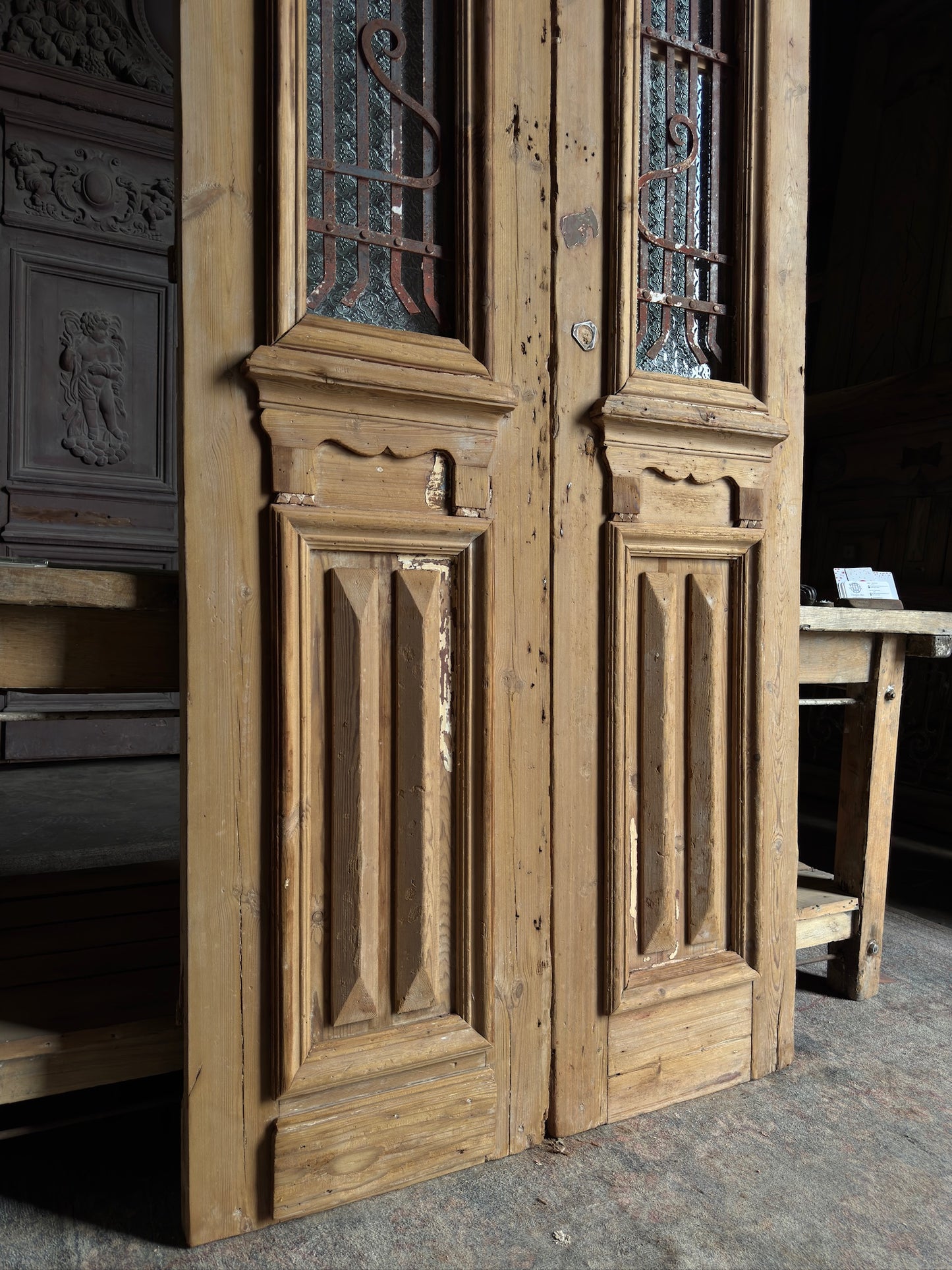 19th Century Antique Iron French Doors - 39.25x93.5 J37