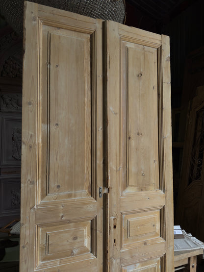 3 Panel Antique Solid French Doors - 42.25x98.5 J444