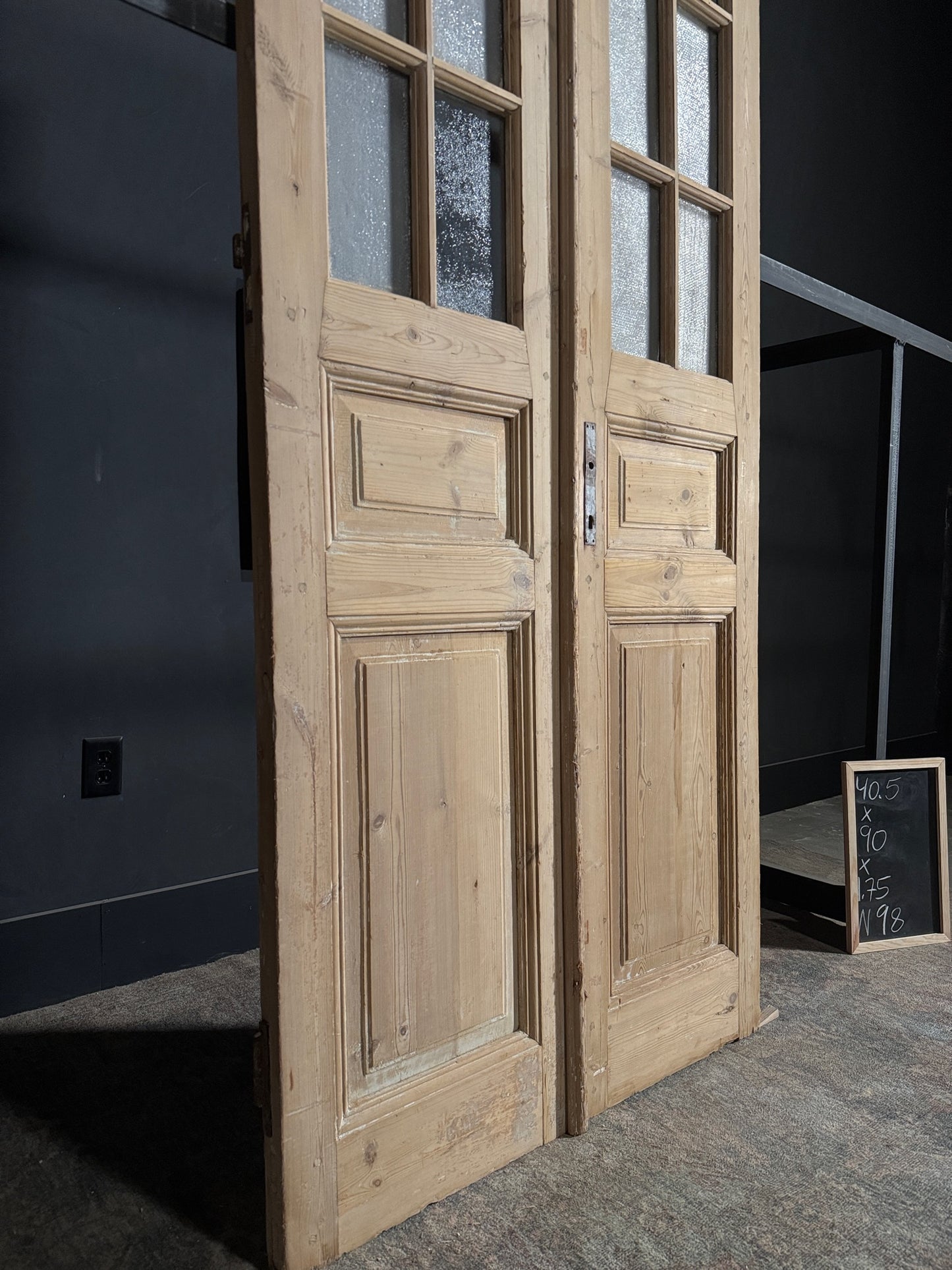 Antique Obscured Glass 6 Lite French Doors - 40.5x90 - N98