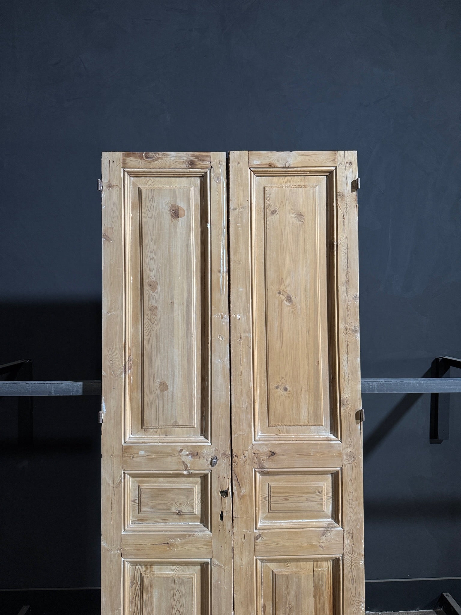Antique 3 Panel Solid Double Doors - 39x95 - N178