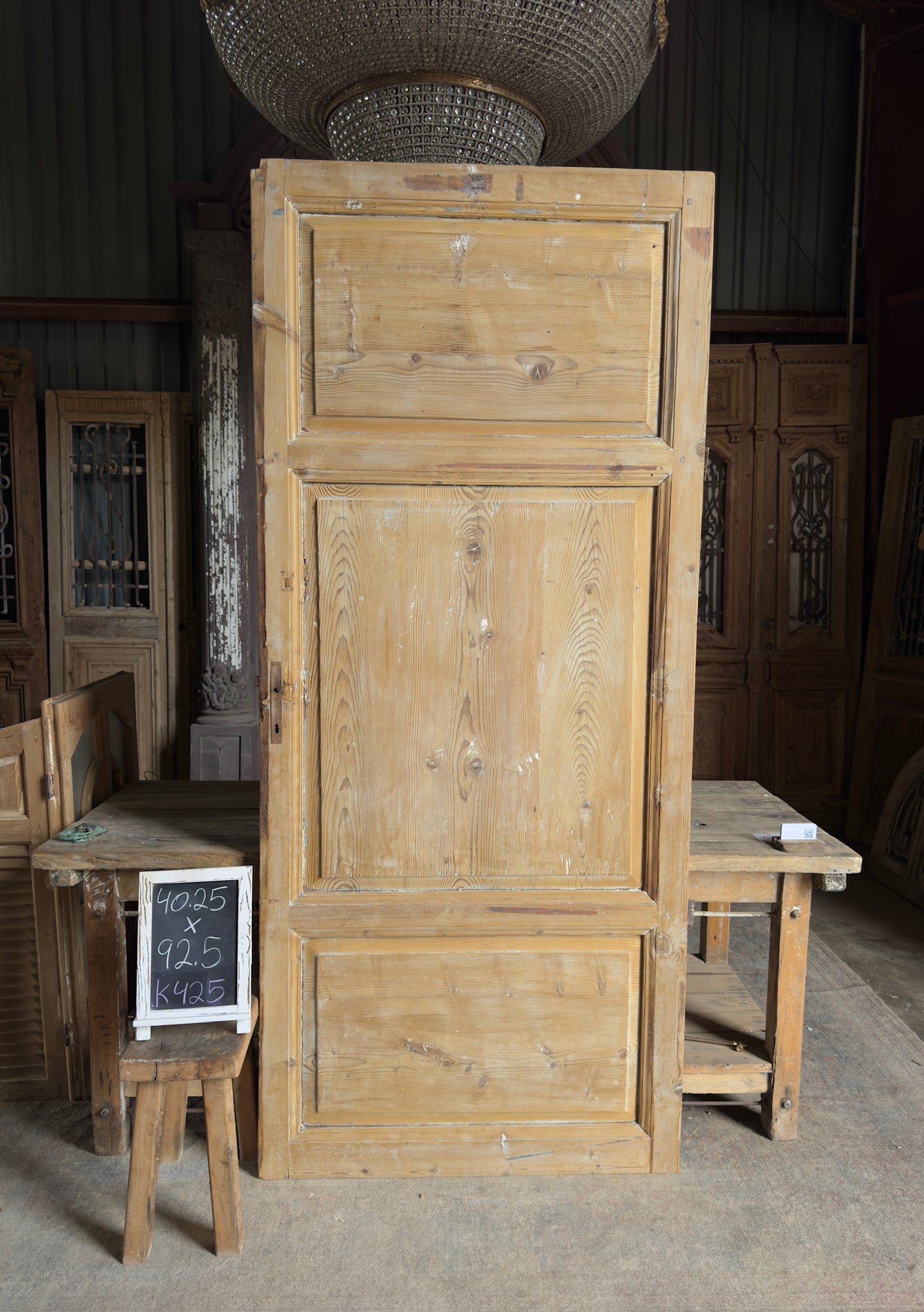 3 Panel Single Solid Antique Door - 40.25x92.5 K425