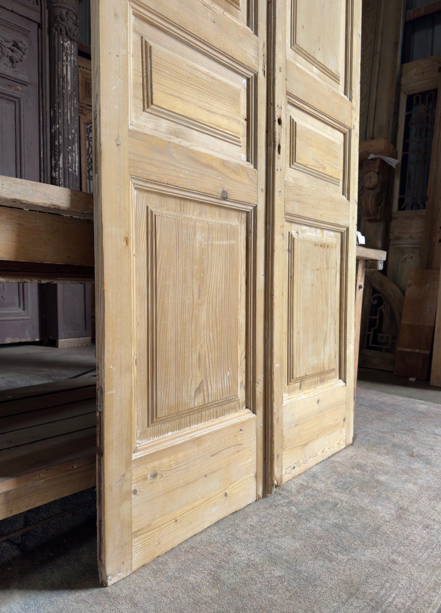 3 Panel Antique Solid French Doors - 44x103.5 K312