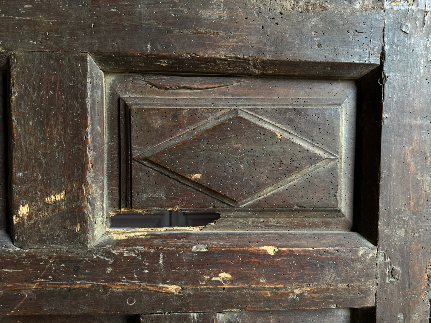 Spanish Diamond Panel Antique Single Door - 36x74.5 - L244