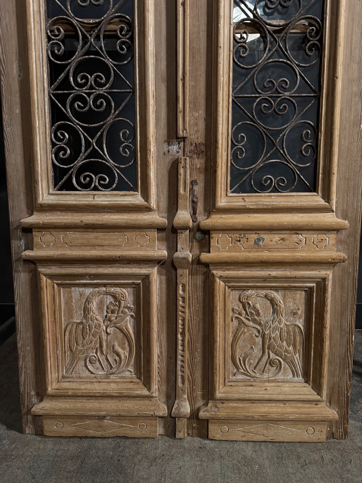 Antique Carved Iron French Doors - 51x95 - N695