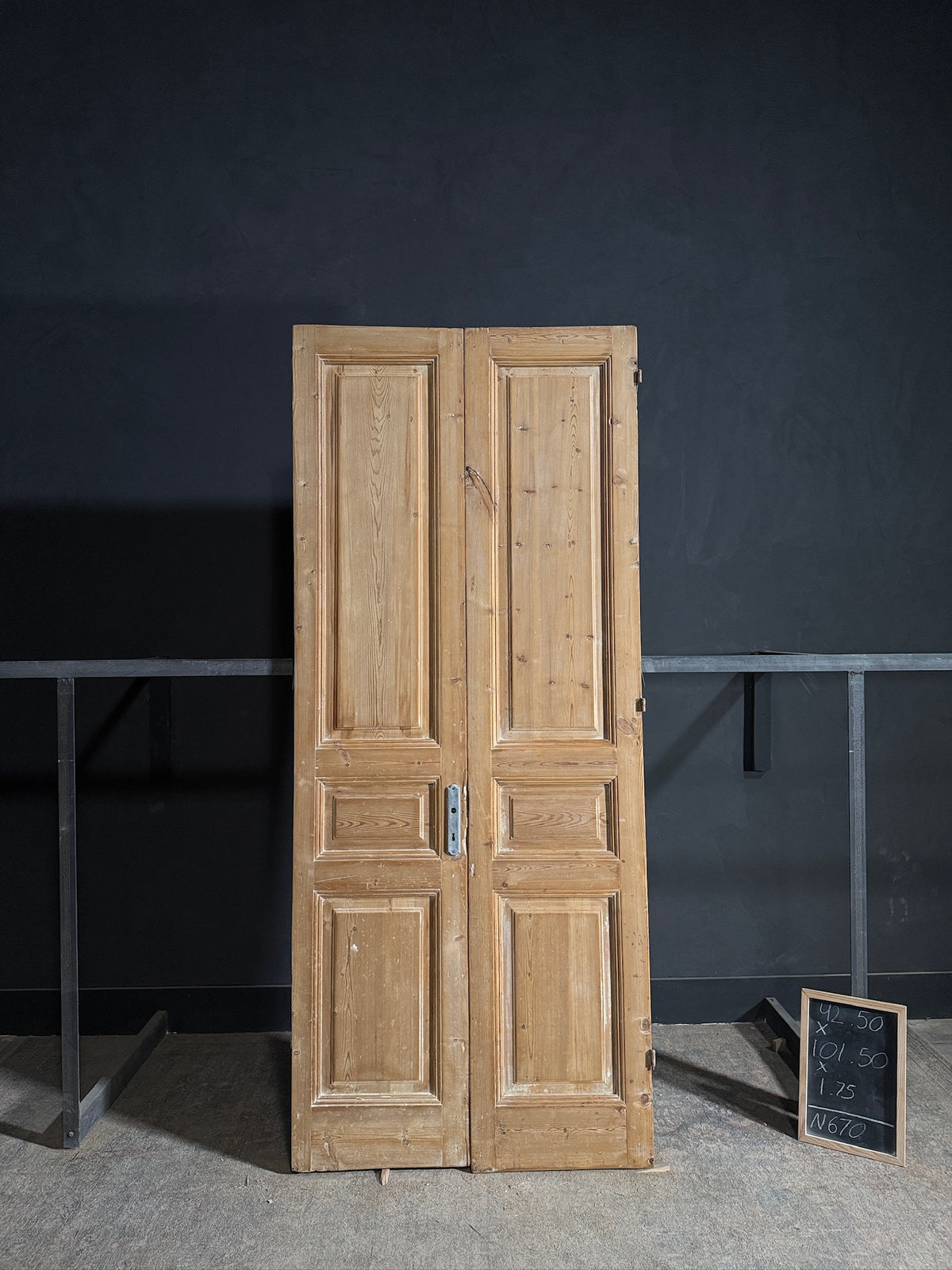Antique 3 Panel Solid Double Doors - 42.5x101.5 - N670