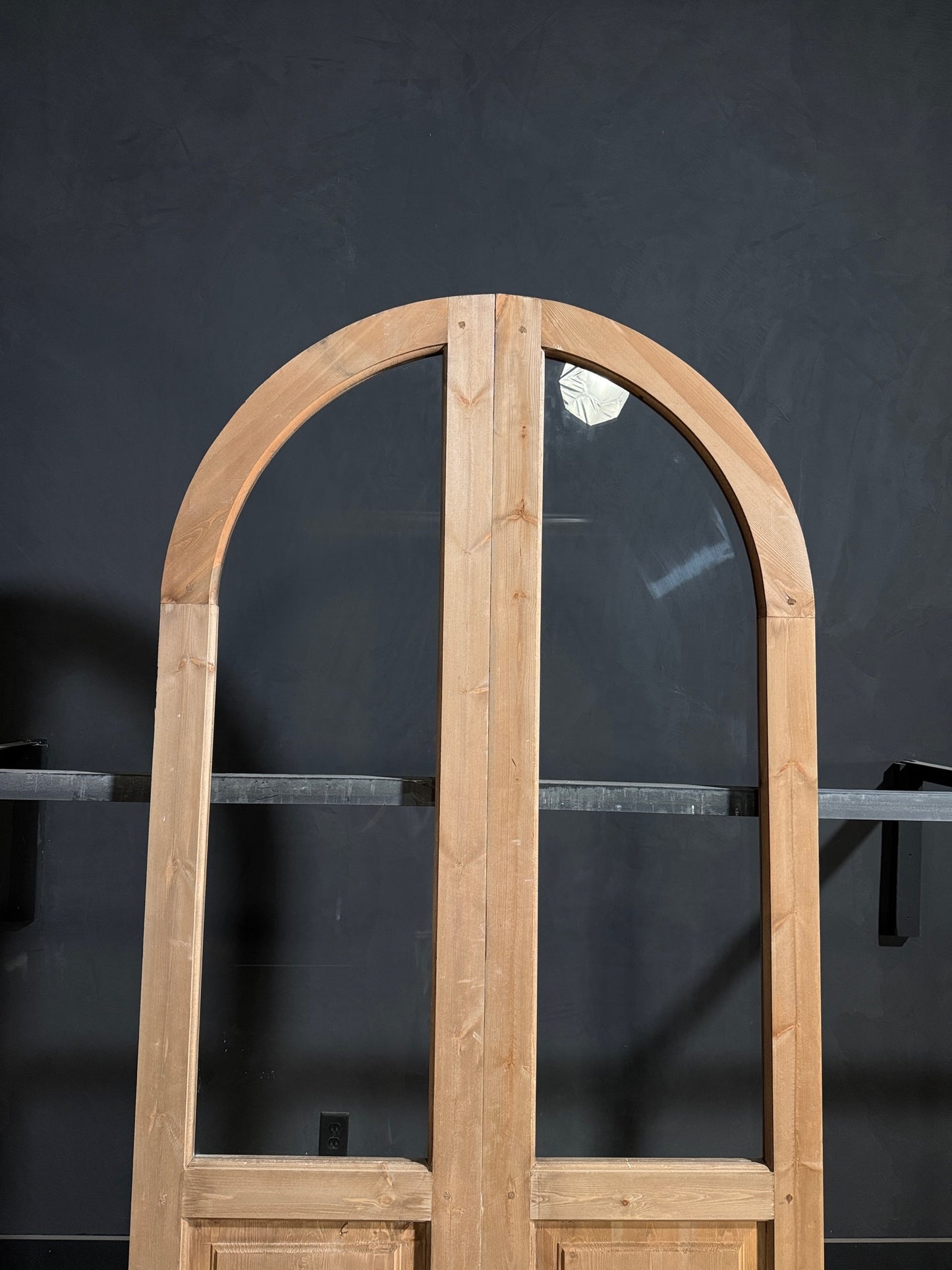 Handcrafted 2 Panel Arched Glass Double Doors - 48x96 - N206