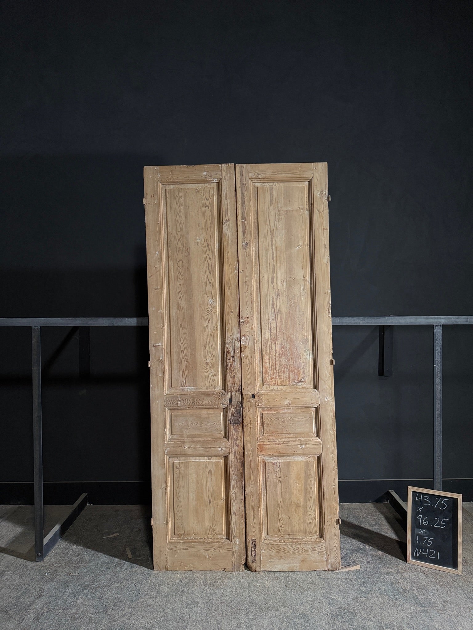 Antique 3 Panel Solid Double Doors - 43.75x96.25 - N421