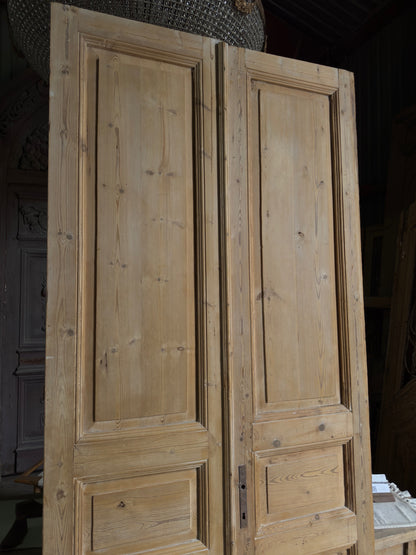 3 Panel Antique Solid French Doors - 44x101.25 J446