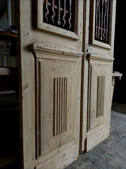 Grand Antique Iron Entrance Doors with Fluted Panel 43.75x99.5 H60
