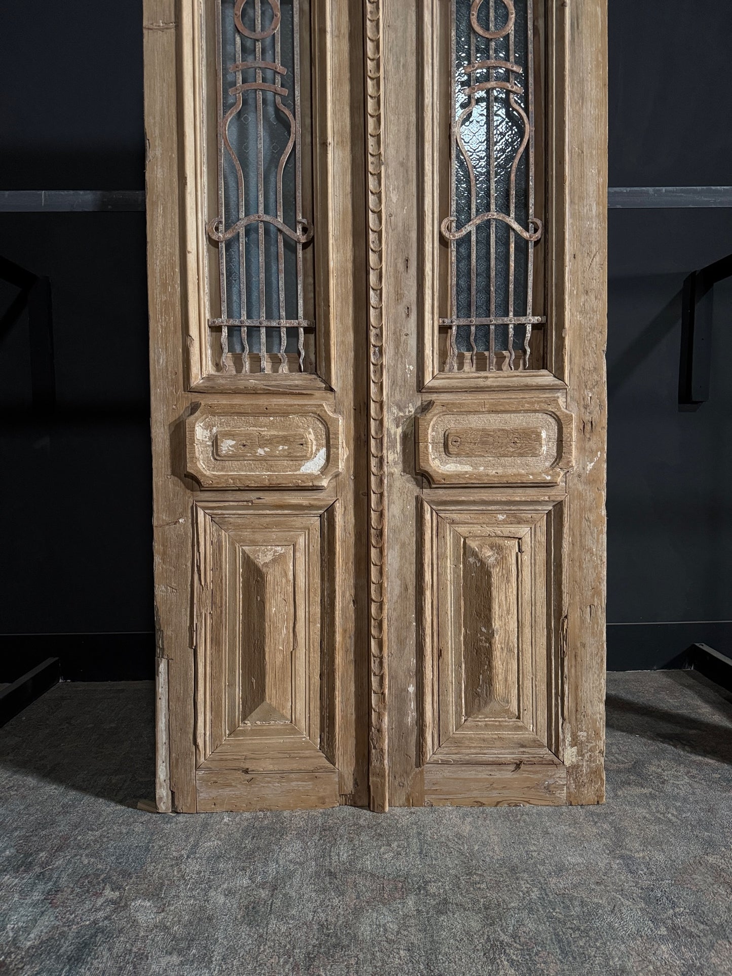 Antique Carved Iron French Doors - 43.5x98 - N100