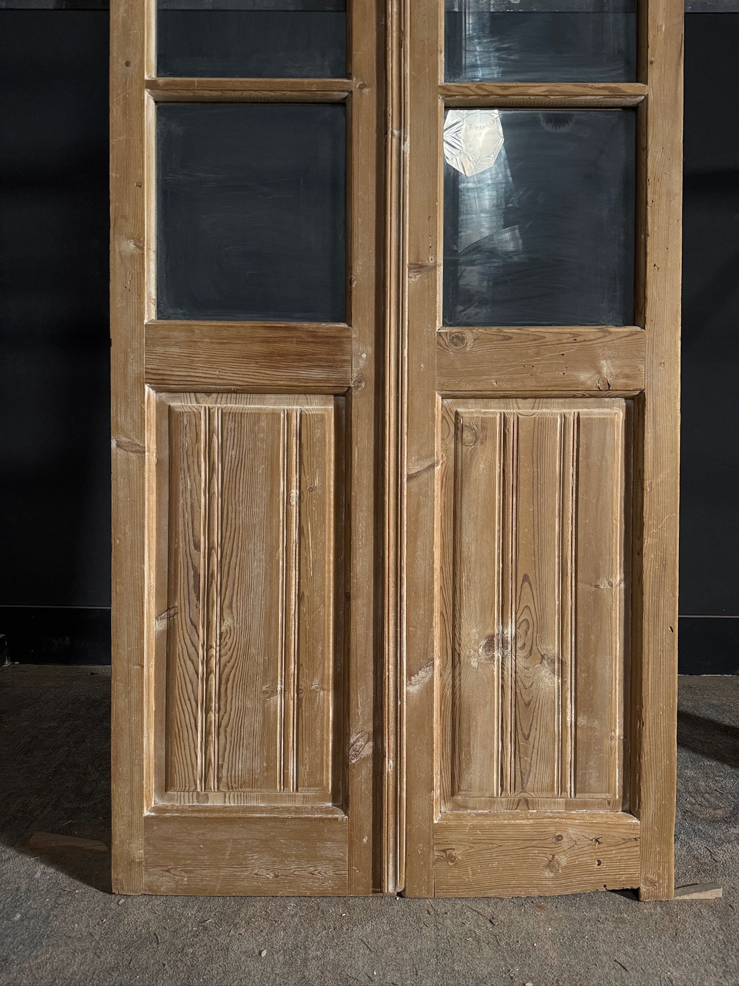 Antique Obscured Glass 3 Lite French Doors - 36.5x85.5 - N576