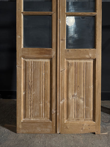 Antique Obscured Glass 3 Lite French Doors - 36.5x85.5 - N576