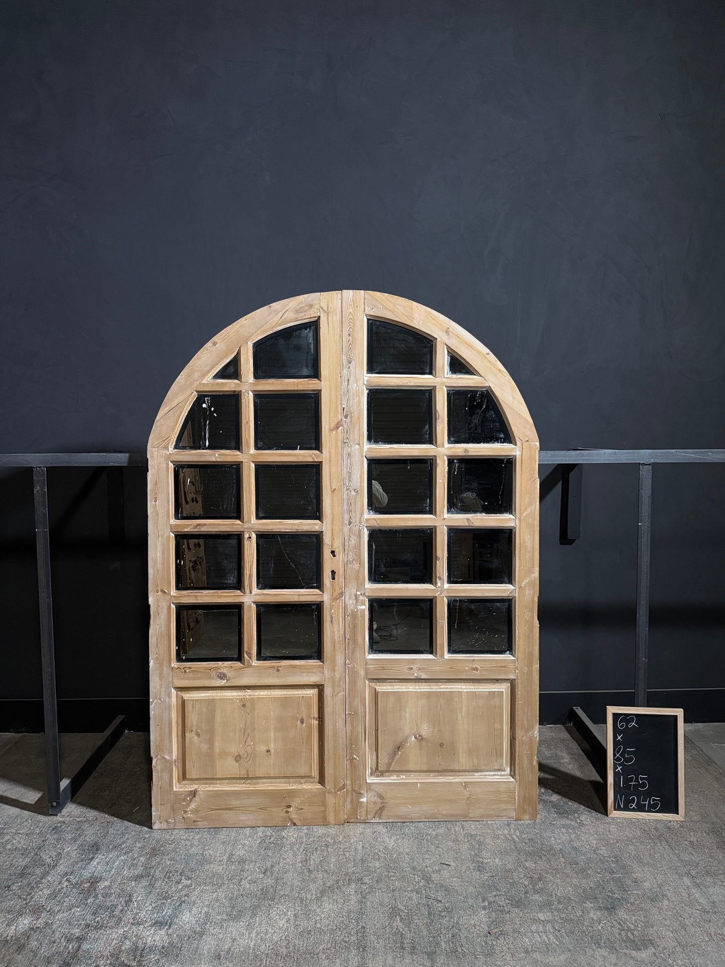 Antique Glass 10 Lite Arched French Doors - 62x85 - N245