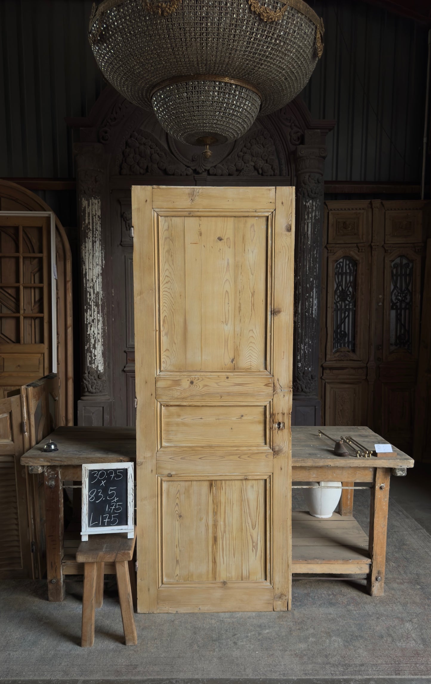 3 Panel Single Solid Antique Door - 30.75x83.5 - L175