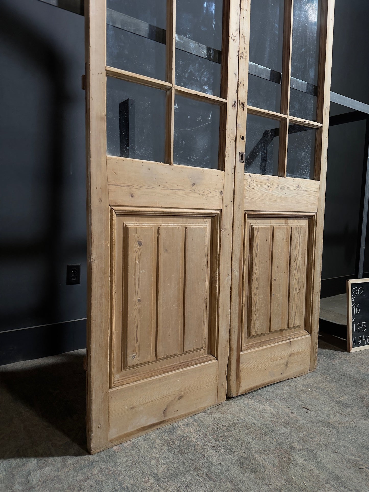 Antique Glass 4 Lite Arched French Doors - 50x96 - N246