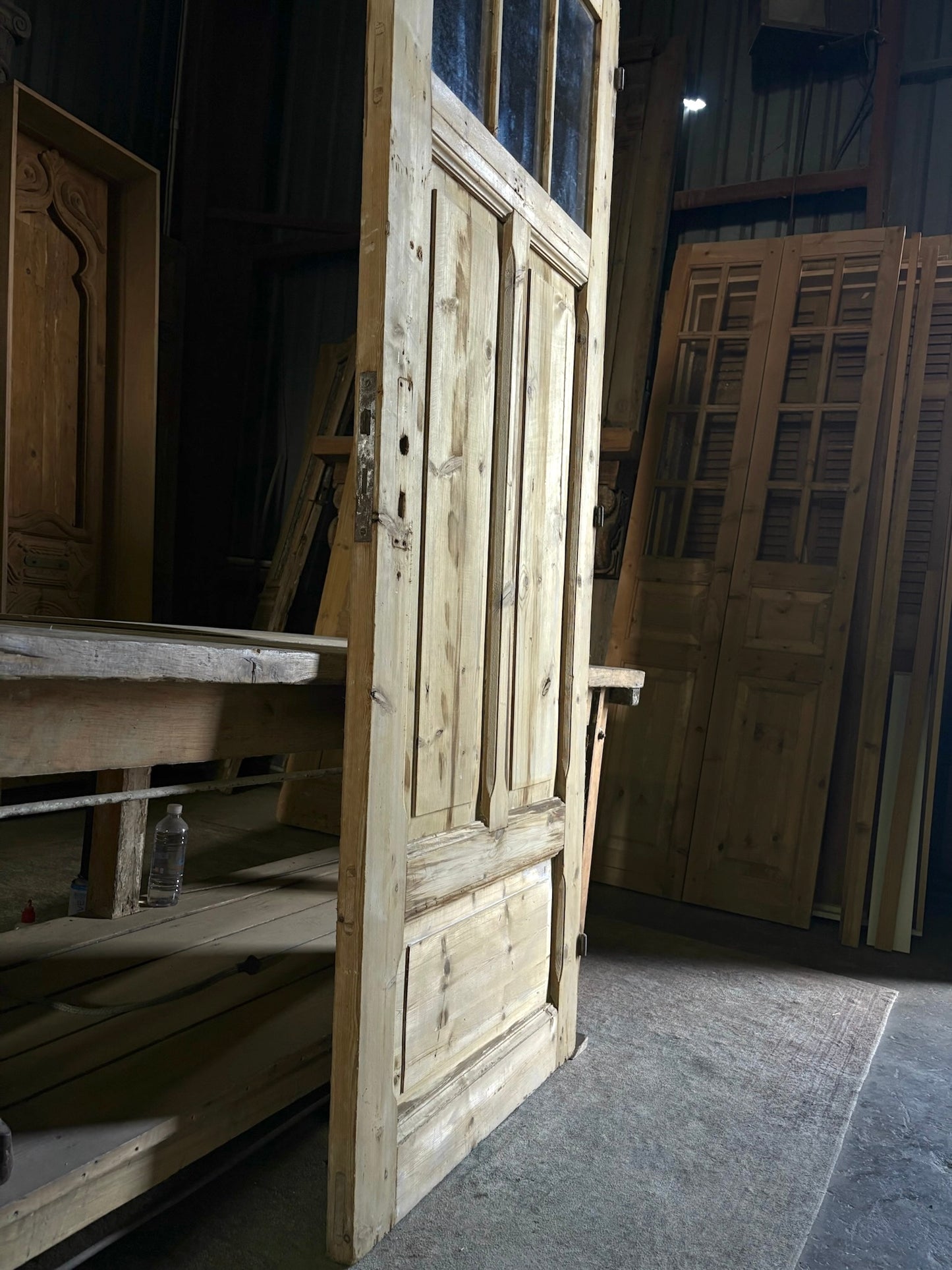 19th Century European Antique Glass Single Door - 31x84 - L55