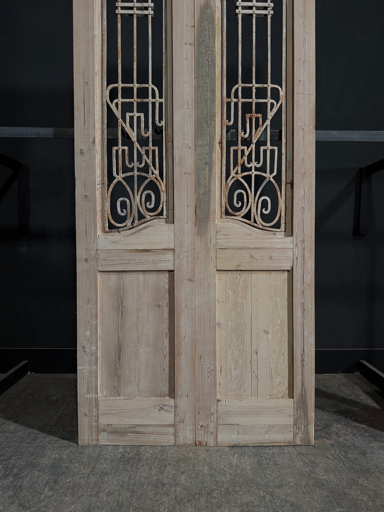 Antique Carved Iron French Doors - 44.5x99.75 - N334